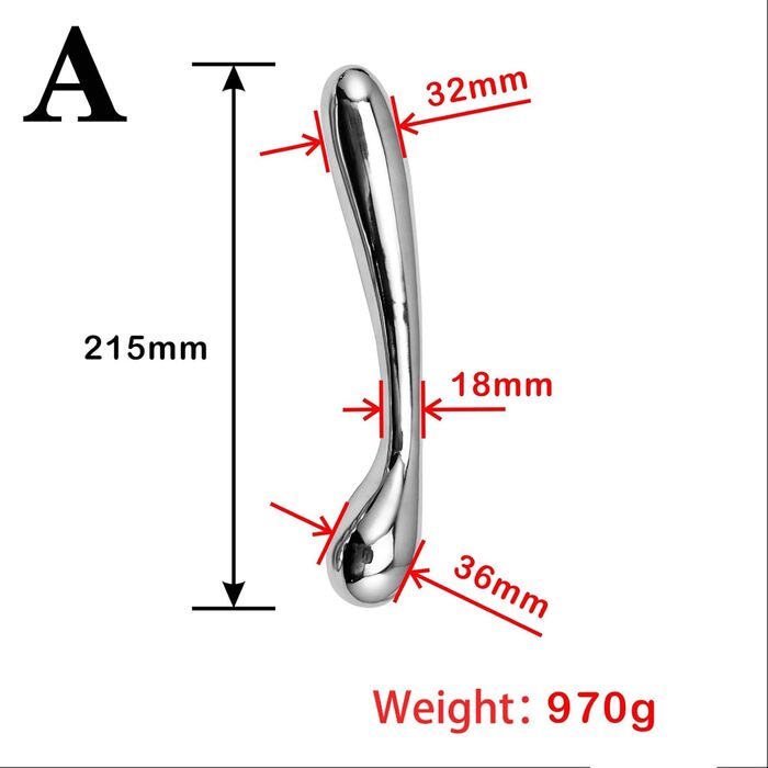 Анальний плагін з подвійним наконечником з нержавіючої сталі - для стимуляції простати та G-точки, для чоловіків та жінок