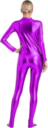Жіночий комбінезон з довгим рукавом GRRKDFQ з блискавкою спереду (фіолетовий, S)