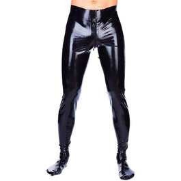 Штани з латексу для чоловіків JVHGE: сексуальні панчохи, розріз для промежини, блискавка, легінси, гумові чоботи, чорний, червоний M