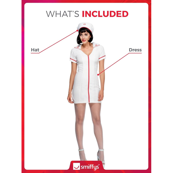 Костюм сестри милосердя Fever для жінок, сукня та головний убір, 22016, для Хелловіну