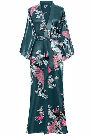 Халат жіночий Babeyond з шовковистого атласу, кімоно, довгий, з принтом павича, для дому, вечірки, універсальний розмір, білий