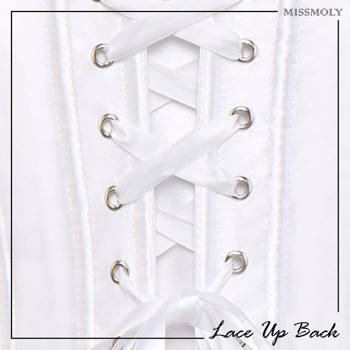 Корсет Miss Moly для жінок з атласу, Burlesque, модельний, Overbust, топ, білий