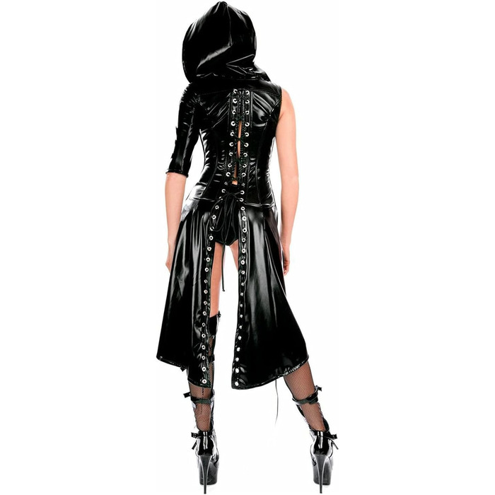 Костюм стриптизерки з лакового боді: сексуальна жіноча шкіряна білизна для дорослих, чорний колір, розмір L