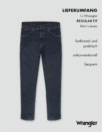 Чоловічі джинси Wrangler Regular Fit Durables Stonewash, темно-сині (Darkstone Blue), 33W / 32L