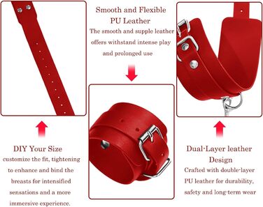Набір BDSM 6-в-1: наручники, шлея для тіла, чіп, батіг, маска для очей, мотузки для фіксації. Для пар. Червоний колір.
