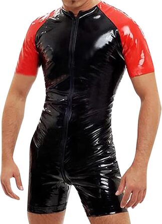 Чоловічий еротичний костюм: сексуальна жилетка з латексу та шкіри, футболка, чорний колір, розмір 7XL