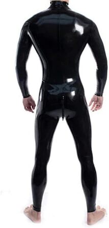 Чоловічий латексний комбінезон-цілісний костюм з блискучого латексу, чорний, X-Small