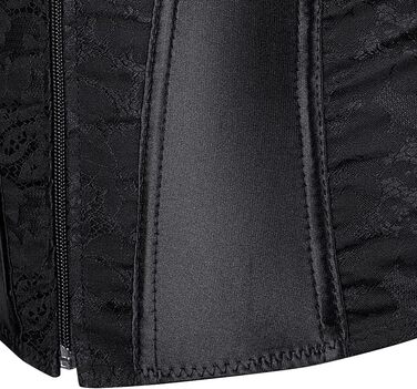 Корсет повномірного крою на блискавку, чорний, для жінок, готичний стиль (L)