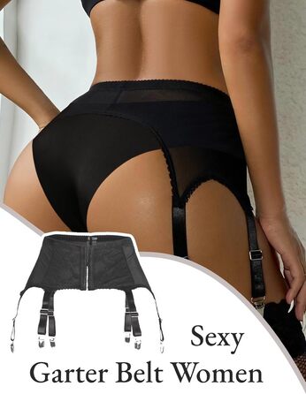 Гіртер (стрінг) з широким поясом Comeondear для жінок, розмір M-L, чорний. Комплект спідньої білизни з мереживом, 6 регульованих кліпсів, для пишних жінок, висока талія.