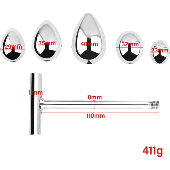 Анальний масажер Axcroo з 5 знімними кульками. Металевий анальний стимулятор, вібратор для жінок та чоловіків. Набір анальних кульок, анальний дільник, стимулятор G-точки.