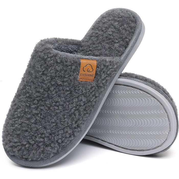 Жіночі м'які капці-тапочки Evshine з ефектом пам'яті (Memory Foam), закриті домашні капці, темно-сірі, розмір 37/37.5 EU