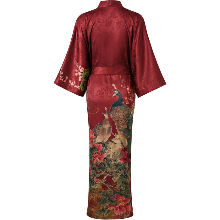 Жіночий халат-кімоно Ledamon: довгий, квітковий, бордовий (один розмір)