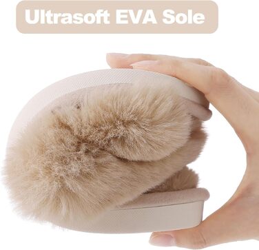 Жіночі плюшеві капці Evshine з ефектом пам'яті (Memory Foam), відкритий носок, колір камель, розмір 42/43 EU