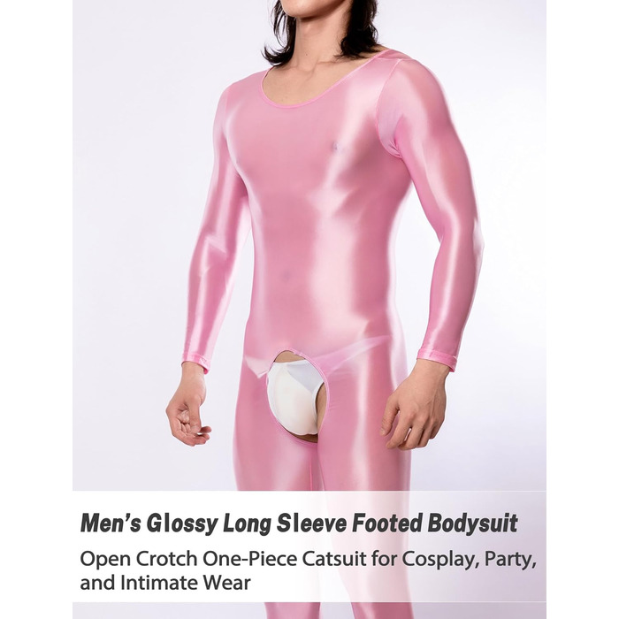 Комбінезон чоловічий AIEOE з відкриттям спереду, прозорий, рожевий, розмір EU S