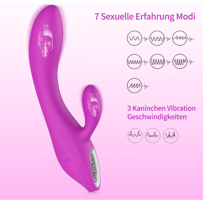 Вібратор для жінок Adorime Silikon Rabbit Vibrator – анальний вібратор, 7 режимів, фіолетовий