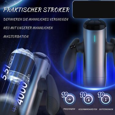 Масажер для чоловіків з 5 телескопічними головками та 5 режимами стимуляції. Реалістичний вагінальний масажер для чоловіків