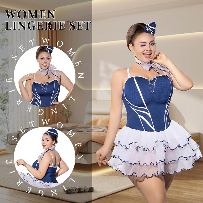 Костюм для косплею WeiDuoLuo для стюардес у великих розмірах, жіноча білизна