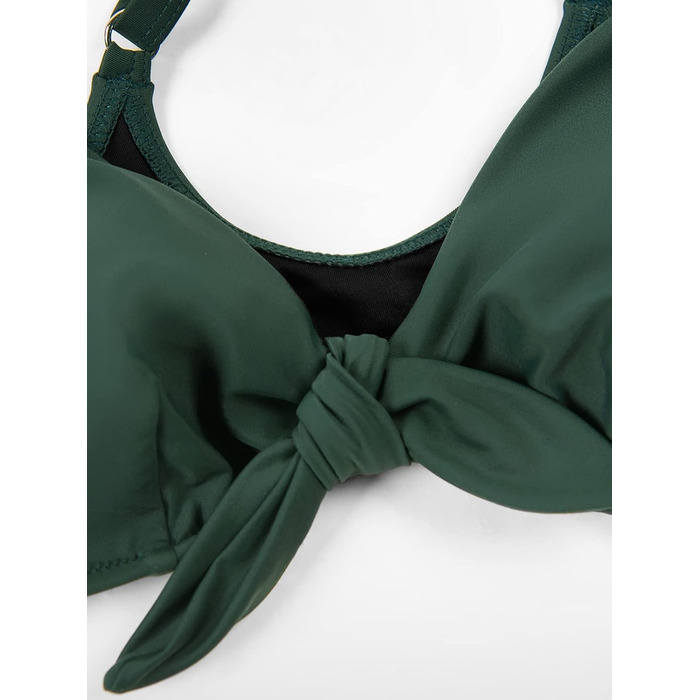 CUPSHE БІКІНІ жіночий комплект з V-подібним вирізом, зав'язка спереду, низька талія, перехресні бретелі, двочастинний купальник, плавки, купальник, темно-зелений квітковий принт, розмір M