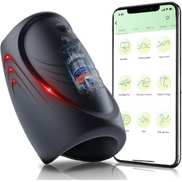 Електричний мастурбатор TDLPlus APP Penistrainer: 2-в-1 тренажер для чоловіків з 9 режимами вібрації та стимуляцією головки