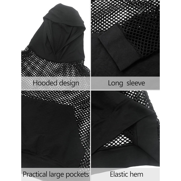 Чоловіча сітчаста сорочка AIEOE: дихаюча, з довгим рукавом, мереживна, сексуальна клубна сорочка, прозора сітчаста сорочка, чорна