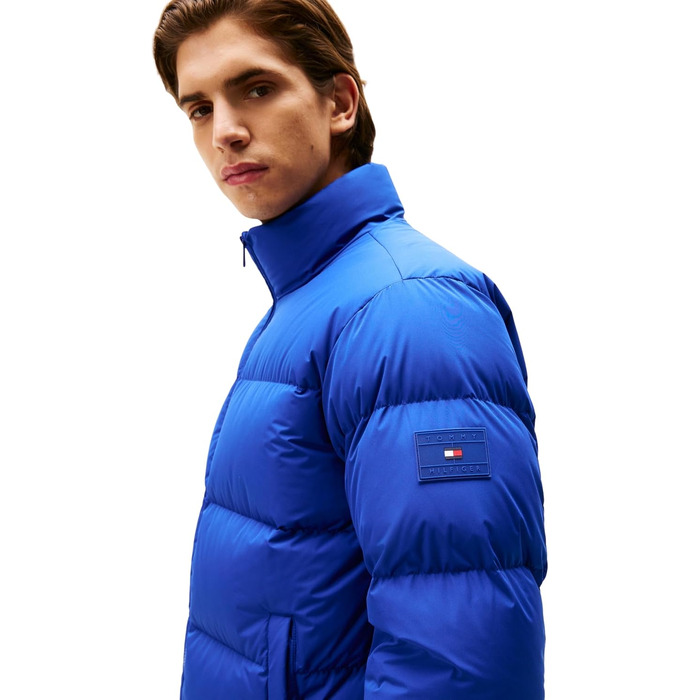 Чоловіча пуховика Tommy Hilfiger Down Stand з коміром-стійкою, синя (Wedge Blue), розмір M
