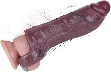 Реалістична фалоімітатор (пеніс-манжета) для чоловіків – збільшувач пеніса з підтримкою яєчок та текстурою вен. Імітатор пеніса для збільшення та продовження статевого акту.