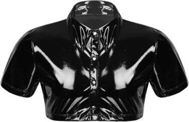 Чоловіча сорочка з лакованої шкіри Wetlook AIEOE, чорна, XXL