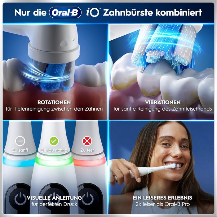 Електрична зубна щітка Oral-B iO Series 6 білого кольору, 5 режимів чищення, з дорожнім кейсом та набором з 2 насадок