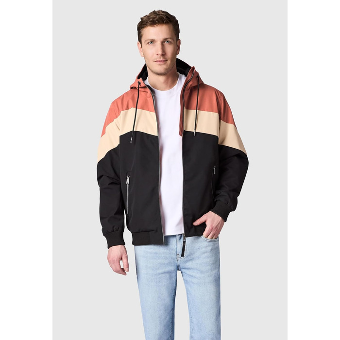 Чоловіча легка демісезонна куртка Ragwear Stewie Block: водонепроникна та дихаюча з капюшоном, колір Terracotta, розмір 3XL