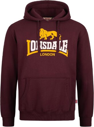 Чоловіча толстовка на блискавці з капюшоном Lonsdale RINSEY, приталена модель, колір Oxblood, розмір S