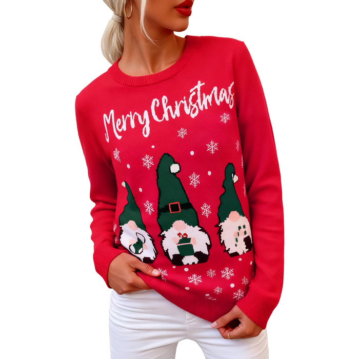 Смішний різдвяний светр Terecey Daen з принтом, зимовий світшот Ugly Christmas Sweater, червоний, XL