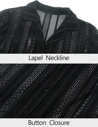 Чоловіча прозора футболка Panegy з мереживом, сітка, чорна (M)