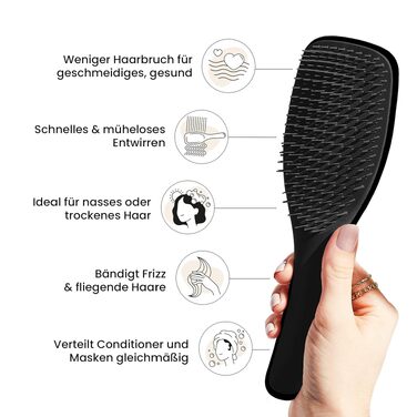 Щітка для волосся Tangle Teezer Ultimate Detangler для вологого та сухого волосся, розплутувальна щітка для всіх типів волосся, чорна