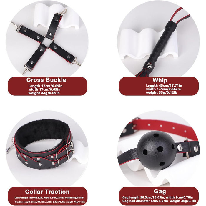Набір для БДСМ для пар (7 предметів): плюшеві наручники, пов'язка на очі, батіг, пристосування для фіксації рота, іграшки для дорослих (рожевий)