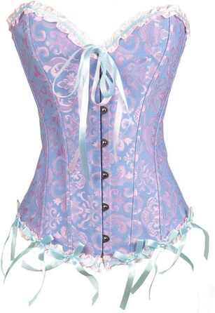 Кросет-корсаж для жінок з великою грудьми, бюстіє, топ-корсаж з атласу з квітковим принтом, 4XL, ліловий колір