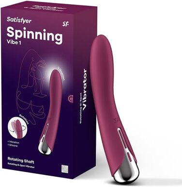 Вібратор Satisfyer Spinning Vibe 1 G-Punkt | 12 вібрацій та 5 програм обертання | Для жінок | Водостійкий (IPX7) | (Полуниця)