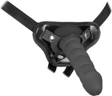 Секс-іграшка для жінок FESTSITZENDER STRAP ON з системою SNAP-LOCK, чорний силікон, 21x4.5 см
