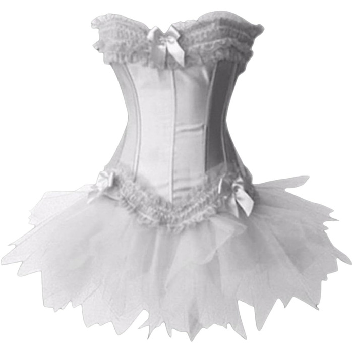 Корсетна сукня: сексуальний корсет, бюстгальтер, сукня корсет, готичний стиль, вінтаж, для повних грудей, застібка на блискавку, білий, розмір M