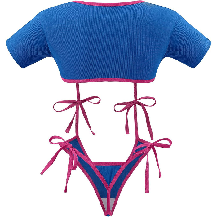 Комплект жіночої піжами з бавовни LittleForBig: бра-топ та трусики з мереживом, спортивний стиль, блакитний, 3XL