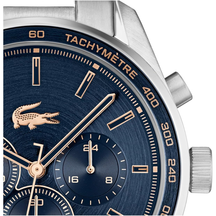 Чоловічий годинник Lacoste Chronograph з колекції Boston, кварцовий, зі сталевим браслетом Mesh (темно-синій, Metal)