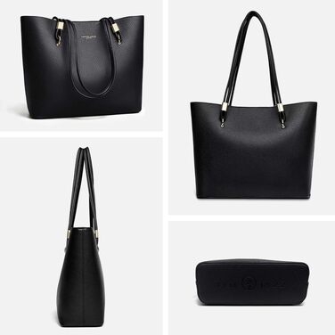 Жіноча велика сумка-шопер чорного кольору, класична сумка з ручками Tote Bag