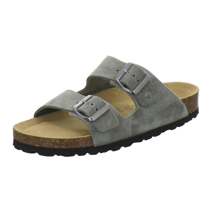 Жіночі шкіряні пантолети AFS-Schuhe 2100, натуральна замша, оливкові, Made in Germany, розмір 38 EU