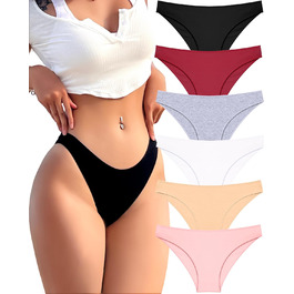 6 шт. бавовняна білизна для жінок FINETOO: низька посадка, бразильяно, S-XL, дихаюча, сексуальна