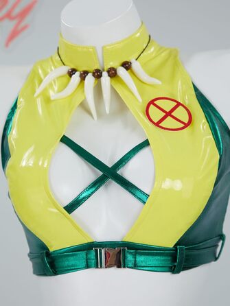 Костюм косплею Mobbunny для жінок, сексуальний комплект спідньої білизни, топ та спідниця з пов'язкою на голову, рукавичками, зелений для Хелловіну