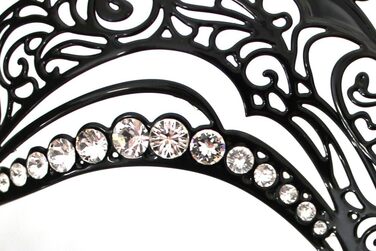 Венеціанська маска ручної роботи Micio Lux чорна з кристалами Swarovski для жінок