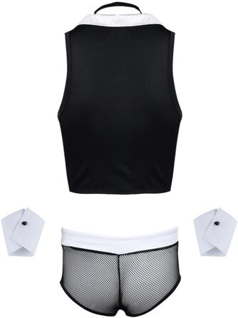 Костюм бармена Freebily 4шт: меш, боксери, краватка, жилет. Чорний. Еротичний костюм для рольових ігор, клубної моди. Розмір універсальний