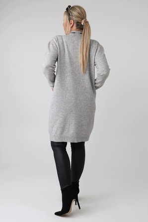 Жіночий світр FEMIMODA сірий, oversize, довжина нижче колін, розмір 42/44