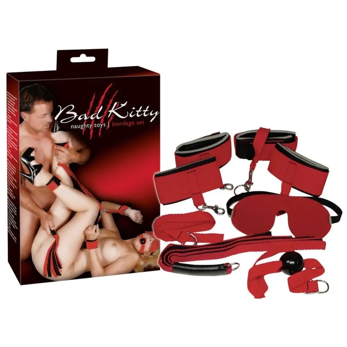 BDSM-набір Bad Kitty, червоний, 8 предметів