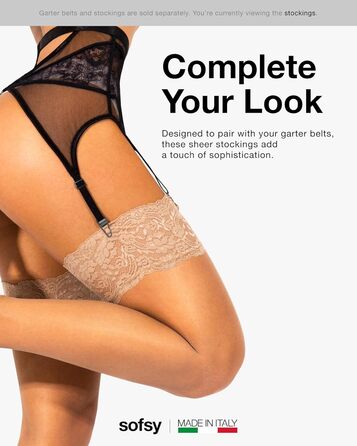 Сорочки-стрінги Softy з бретелями та кліпсами для панчіх (XL, натуральні панчохи)