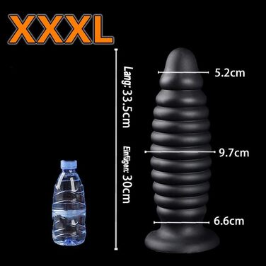Анальний плаг Hrekssi з спіраллю, 7 розмірів, з силікону, для чоловіків та жінок, з присоскою, для стимуляції простати, XXL, чорний